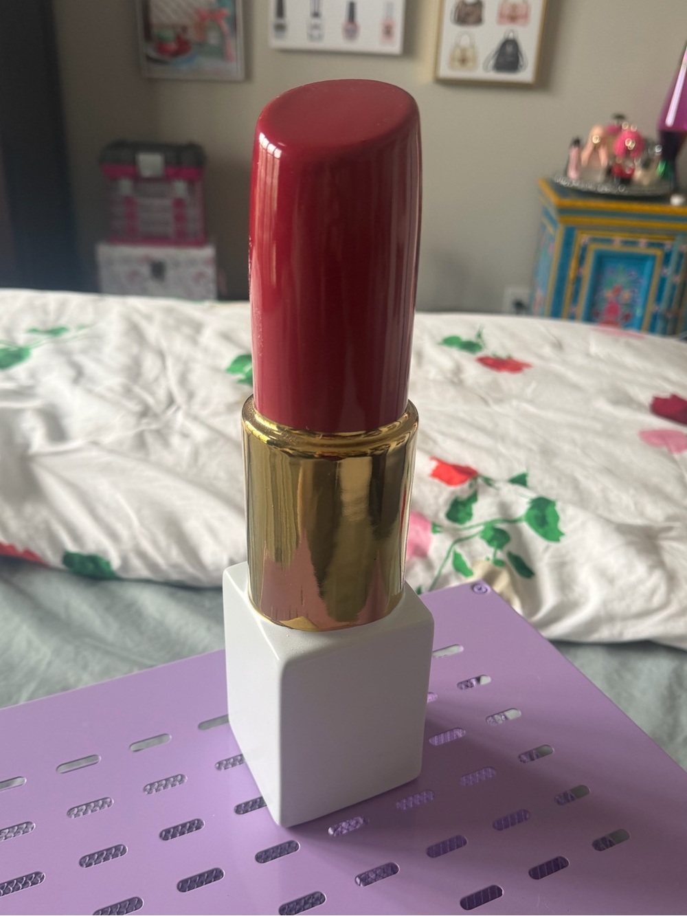 Red, Gold & White Lipstick Home Decor